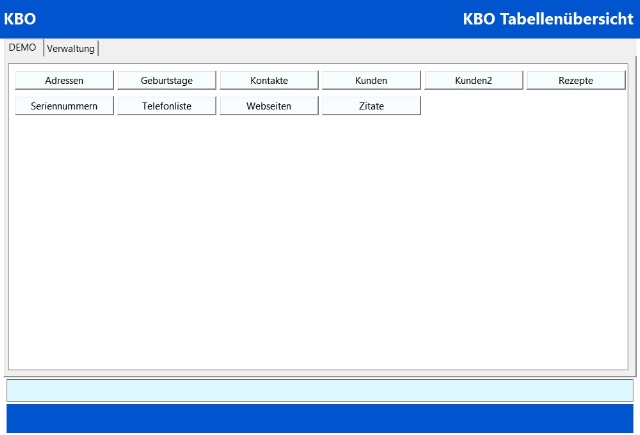 KBO Tabellenübersicht KBO Tabellenübersicht